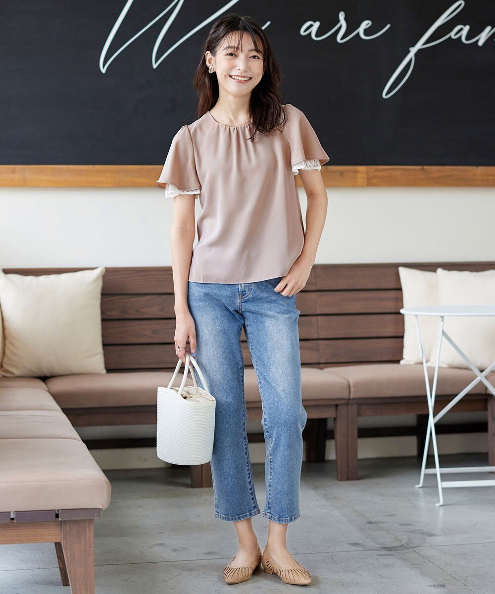 Tiaclasse 【洗える】袖レースレイヤードブラウス 