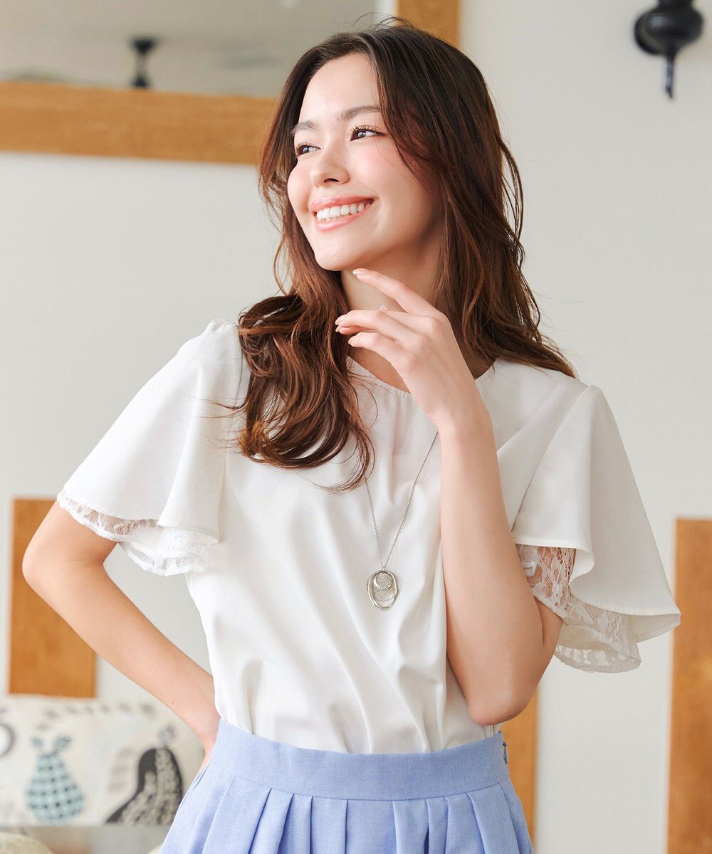 Tiaclasse 【洗える】袖レースレイヤードブラウス 