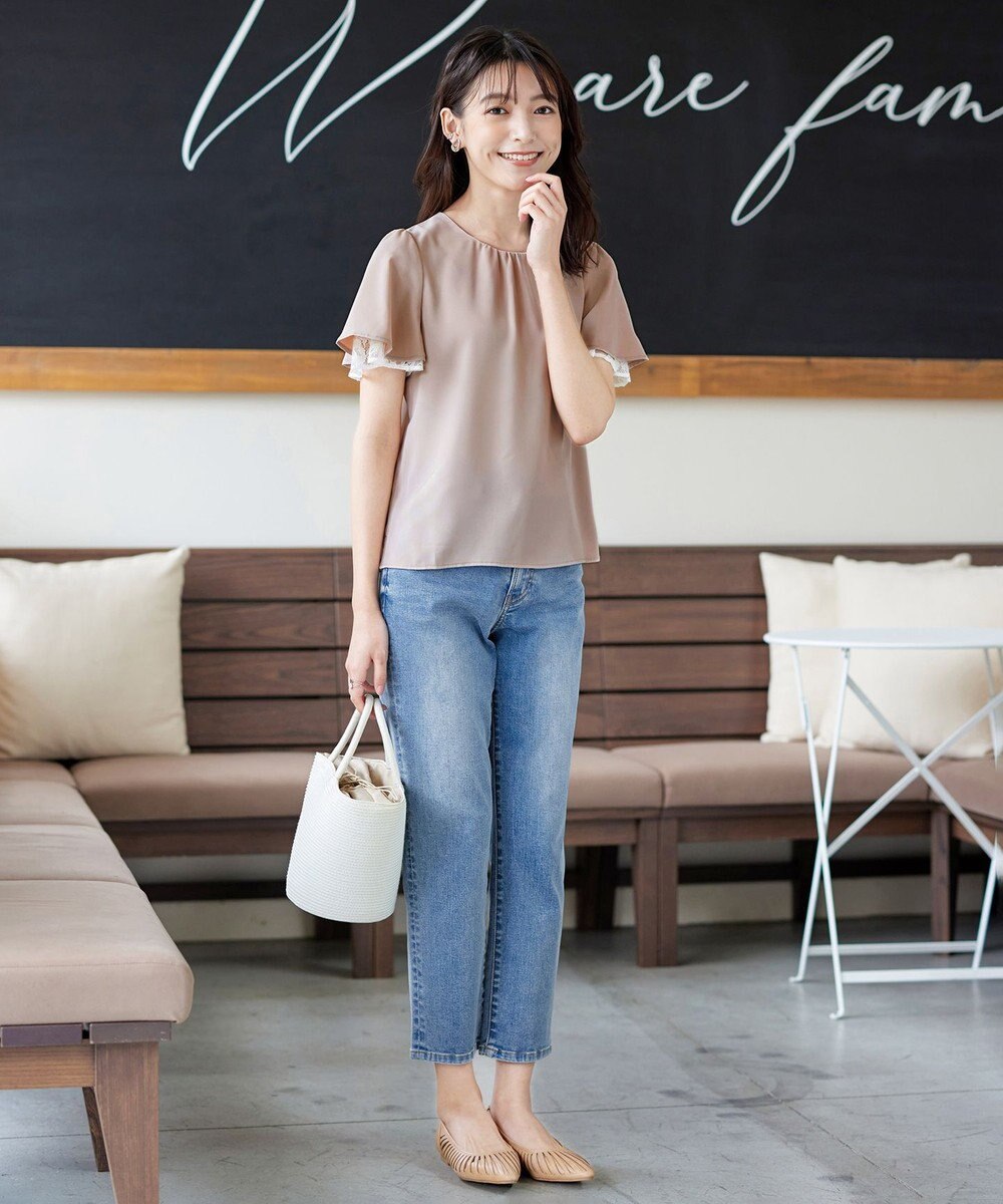 Tiaclasse 【洗える】袖レースレイヤードブラウス 