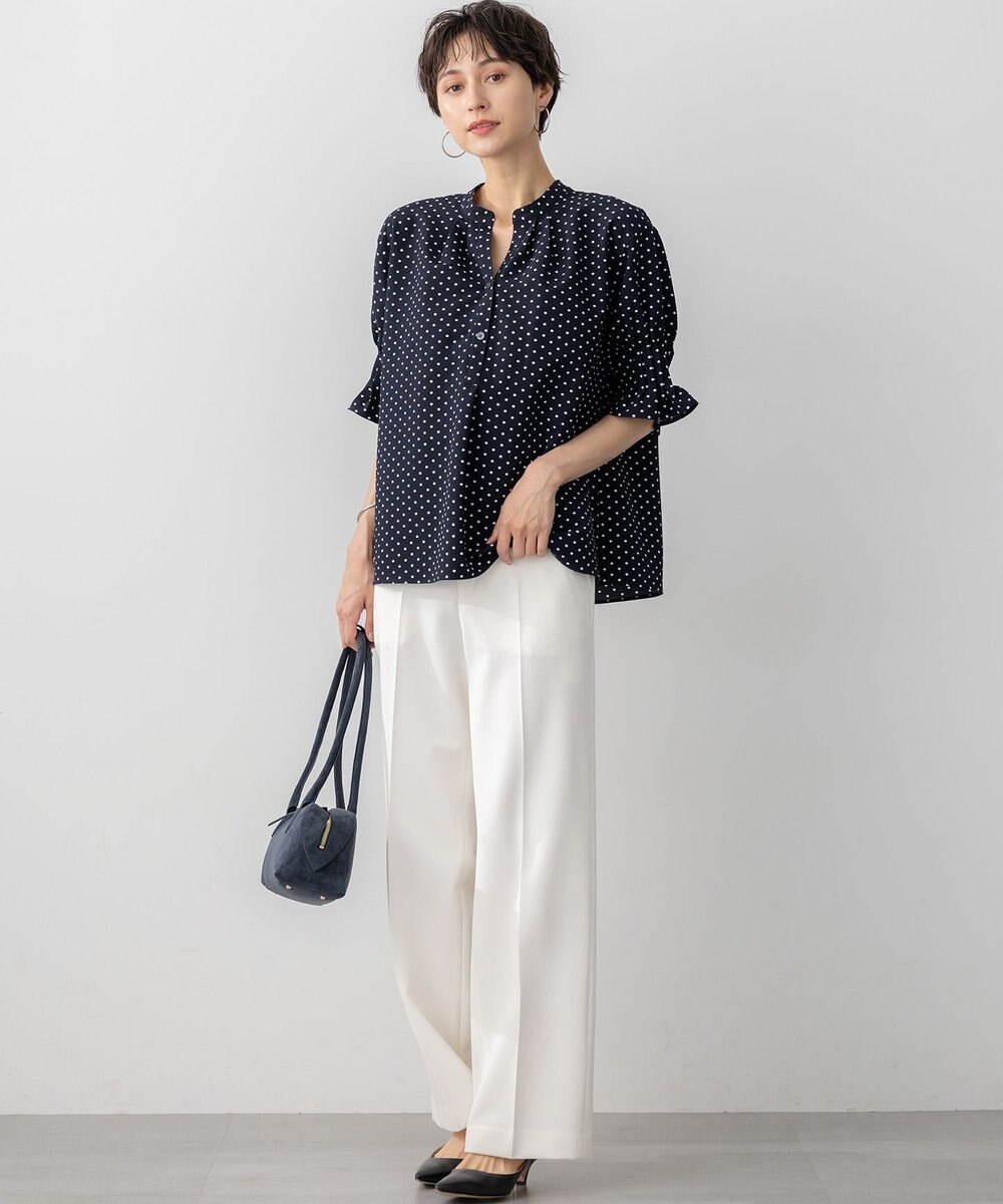 23区 S 【WEB&一部店舗限定/洗える】ドットプリント サッカー ブラウス 