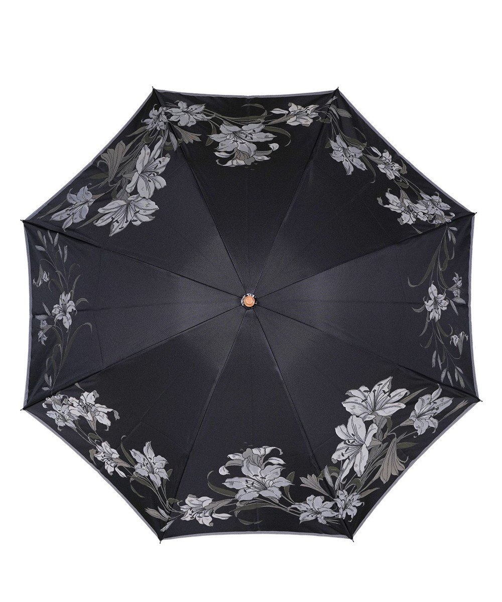 槇田商店 絵おり 百合(ゆり) 折りたたみ傘 ブラック 