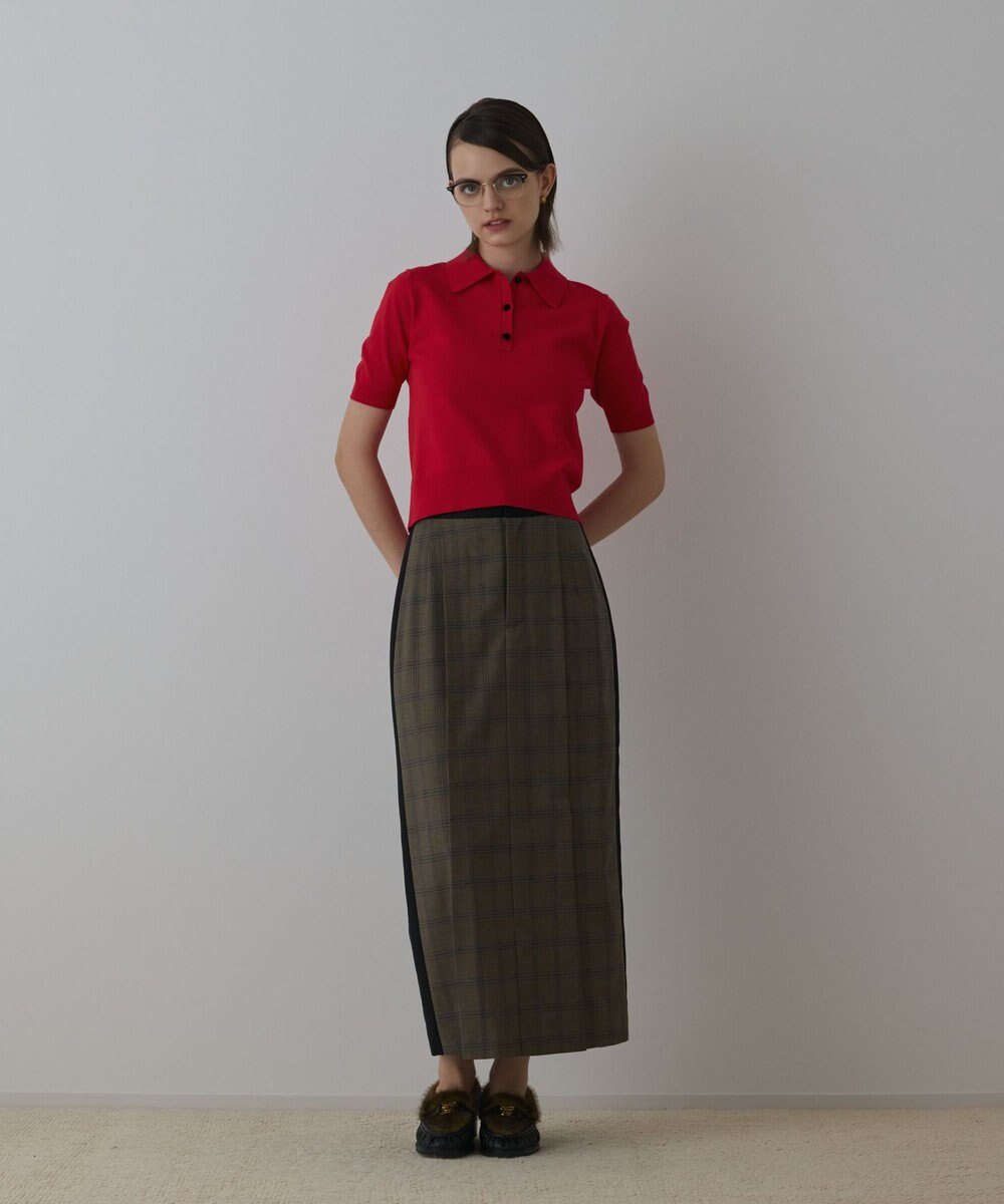 GRACE CONTINENTAL バイカラーポロニットトップ 