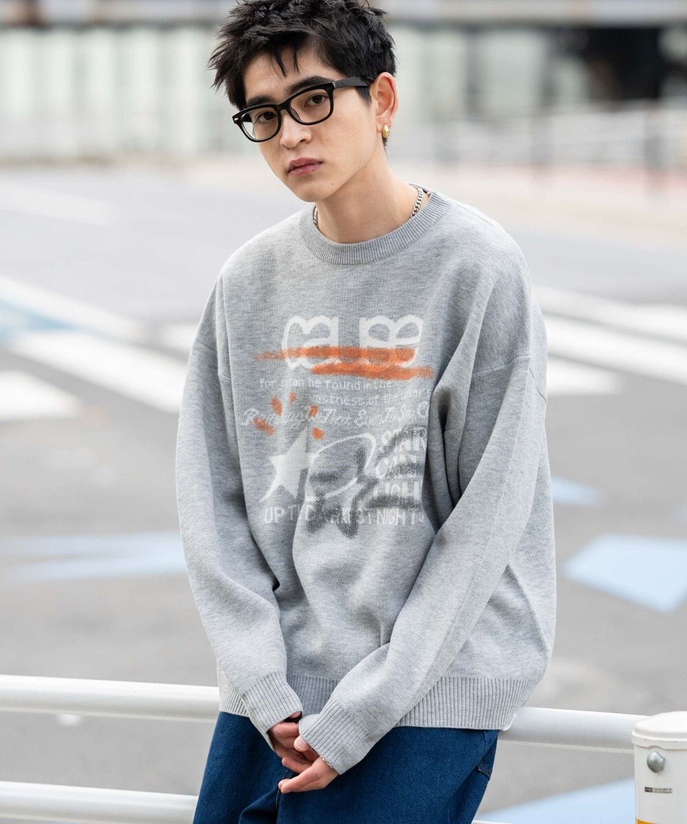 WEGO スプレーグラフィックニットプルオーバー 