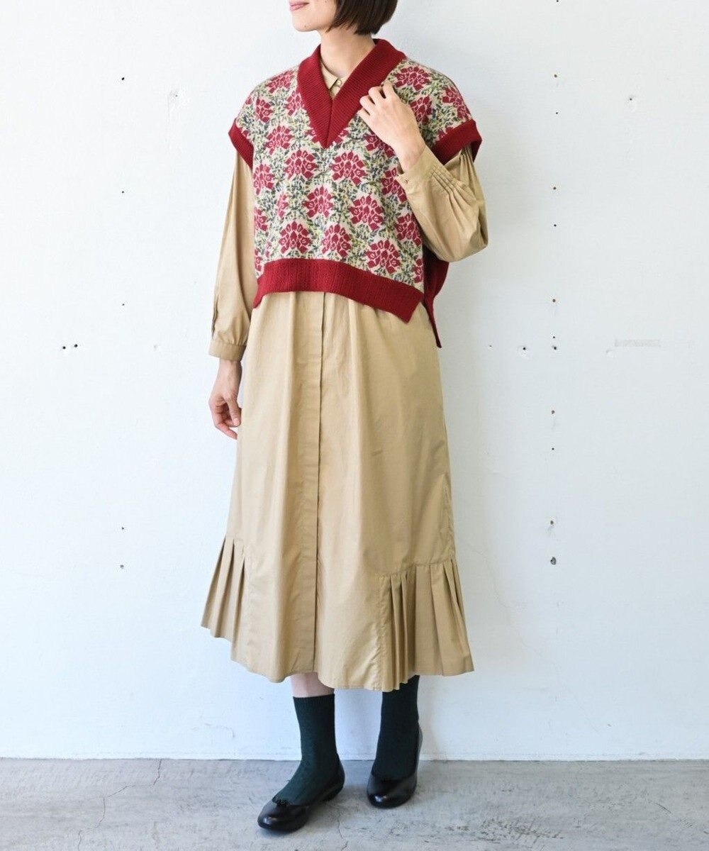 muuc 〈うっとり柔らか上質な極細繊維〉〈前身頃は希少なモヘアとシルク×後ろ身頃はウール100%〉フラワージャカード ベスト 