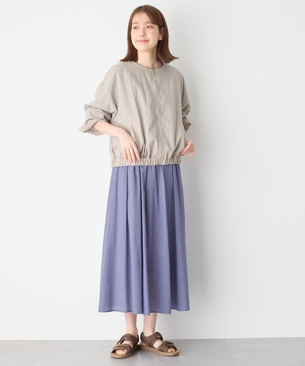 ANY L 【ウエストゴム】シャンブレーライクフレアスカート 