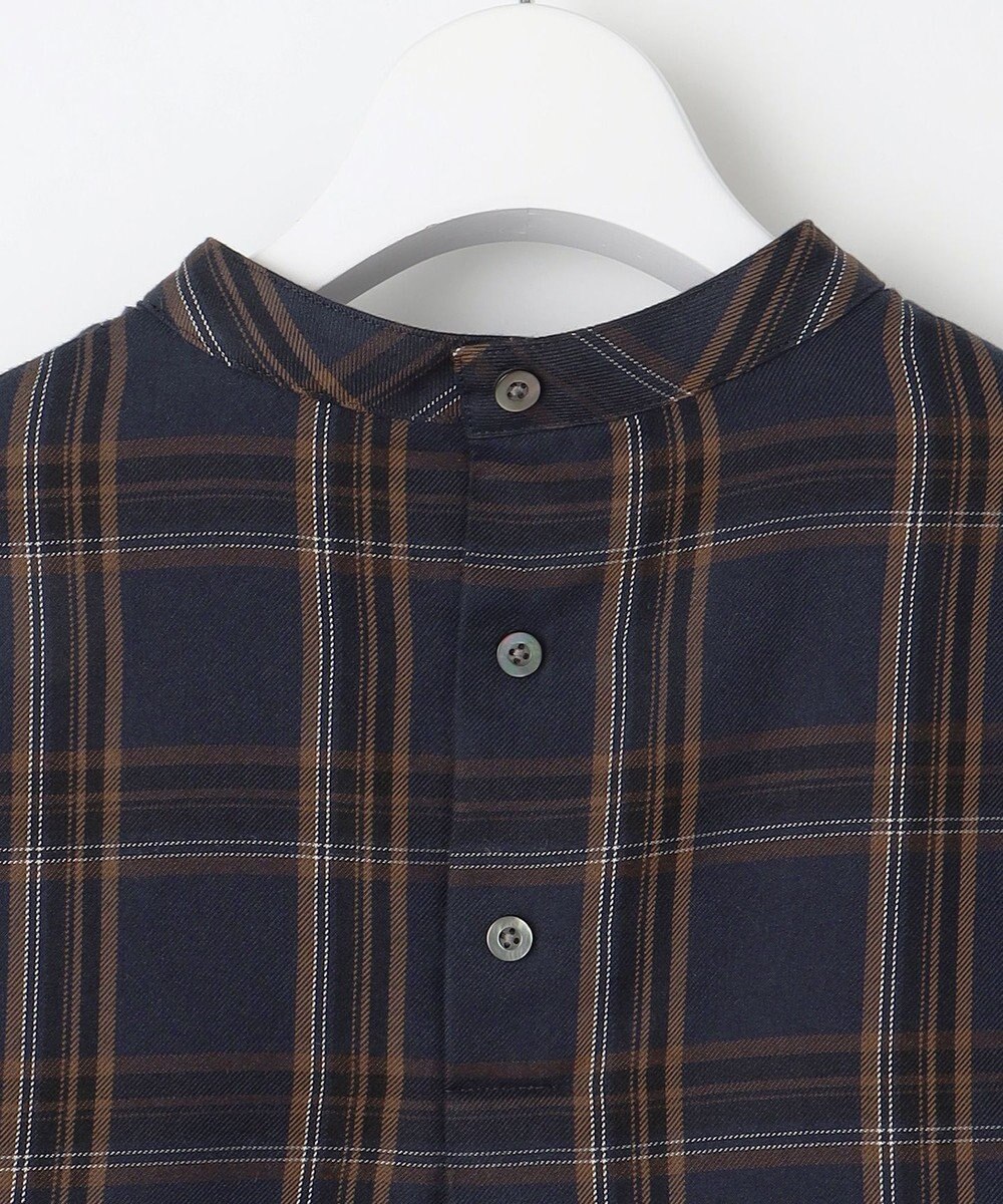 J.PRESS LADIES 【洗える】綿セルロースクリアチェック ボリューム袖 ブラウス 