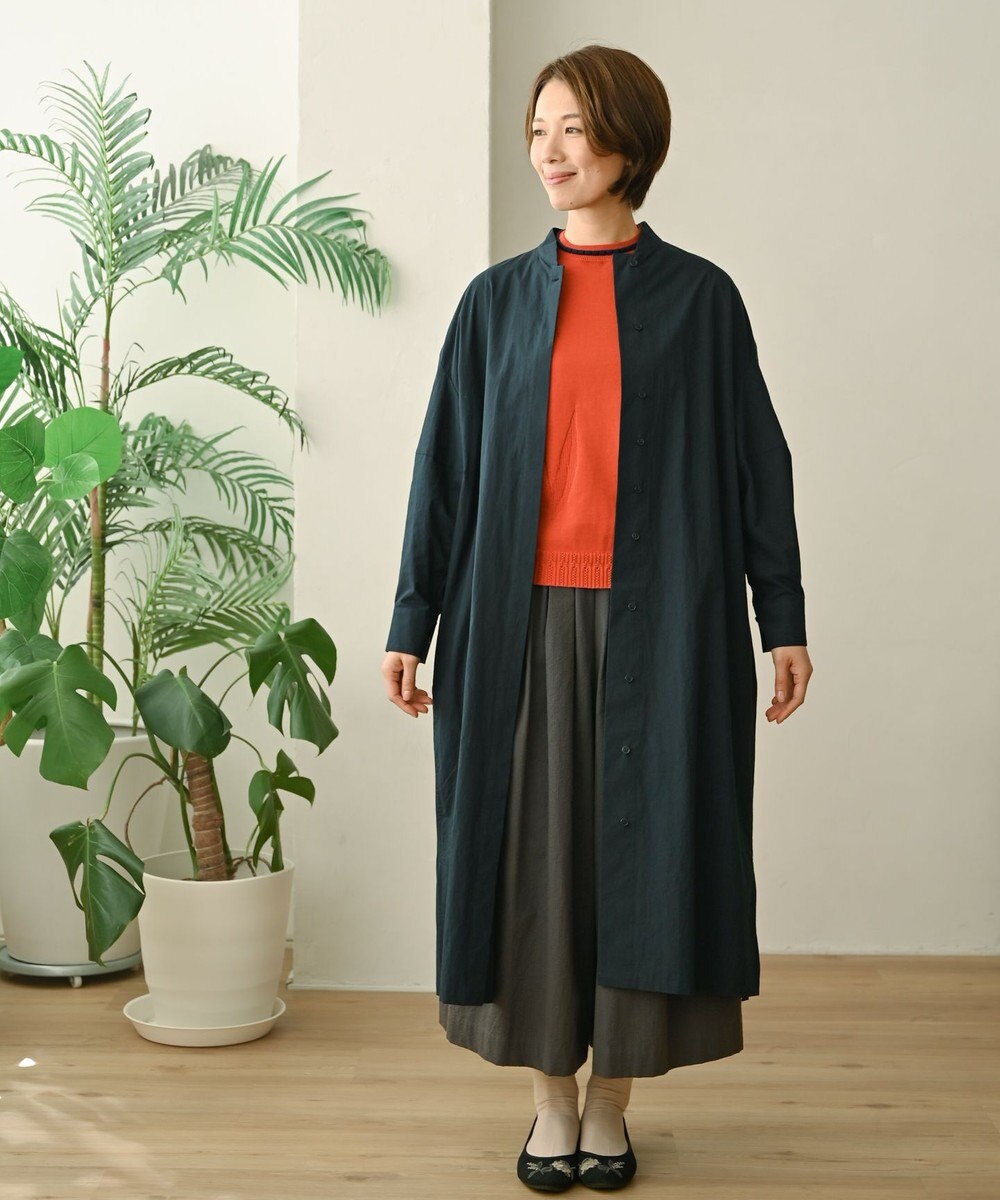 muuc 〈細番手の高級綿糸コットンコーマ糸〉〈洗練された繊維の滑らかな肌触り〉〈お家で洗えるニット〉模様編み ポピーの花リンクス編み ノースリーブブルオーバー 