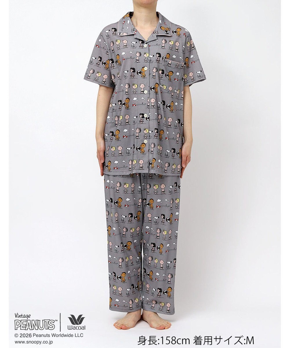 WACOAL PEANUTS パジャマ 5分袖 半袖 8分丈 綿100%(本体) スヌーピー レディース FDT167 /ワコール 