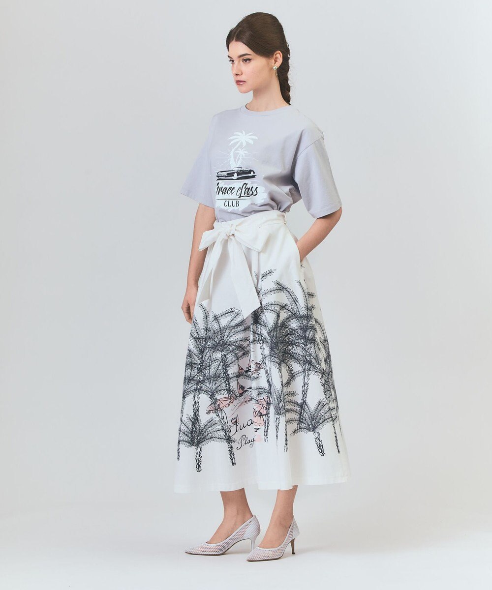 GRACE CONTINENTAL プラージュプリントタックスカート 