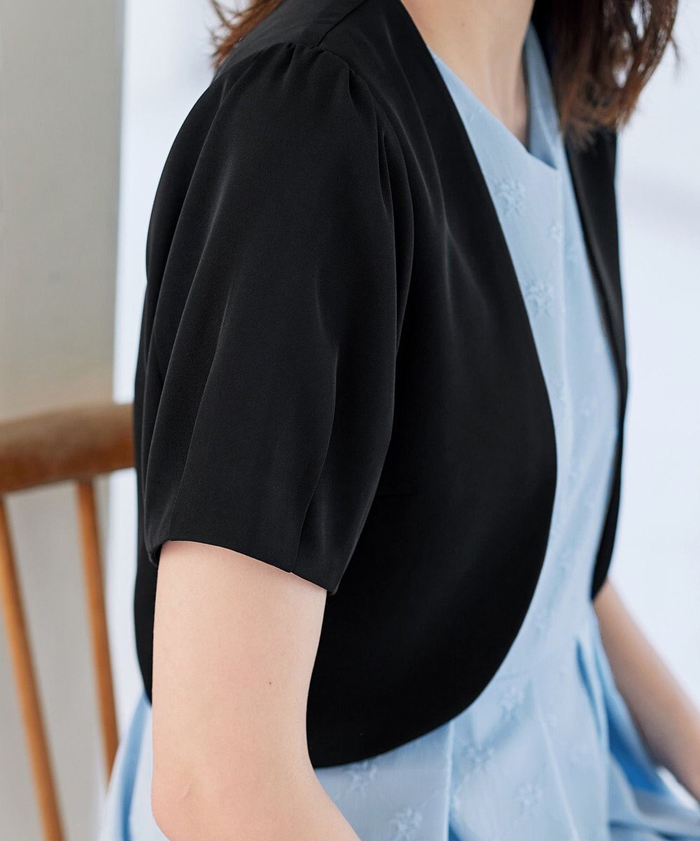 Tiaclasse 【洗える】大人上品なタックパフスリーブボレロ 