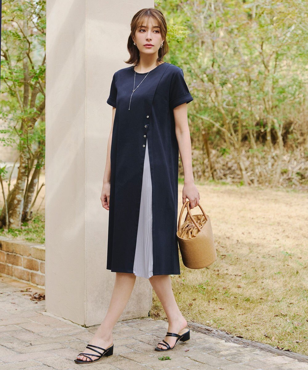 Tiaclasse 【UVケア・接触冷感】”あまラク” アシメプリーツカットソーワンピース 