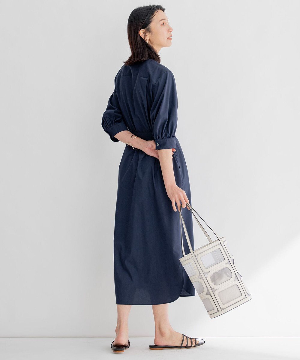 23区 S 【洗える】プレーンストレッチタフタ シャツ ワンピース 