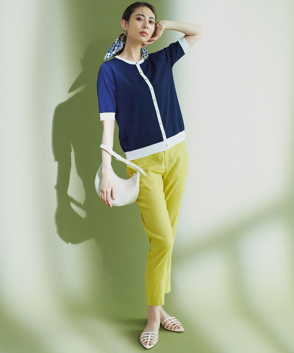 23区 【洗える】リネンレーヨンストレッチ テーパード パンツ 