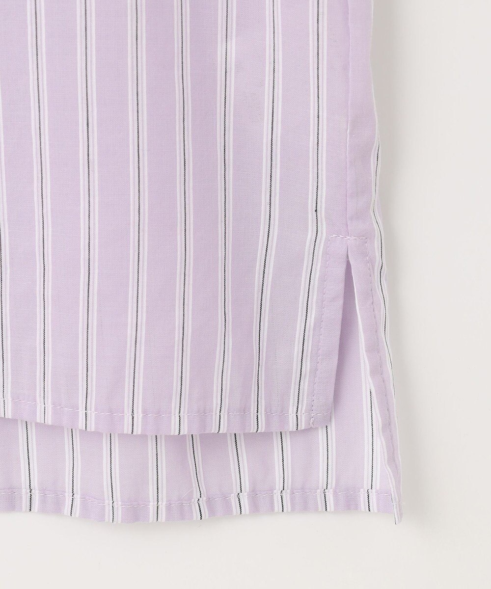 J.PRESS LADIES 【洗える】綿キュプラコードストライプ キーネック ブラウス 