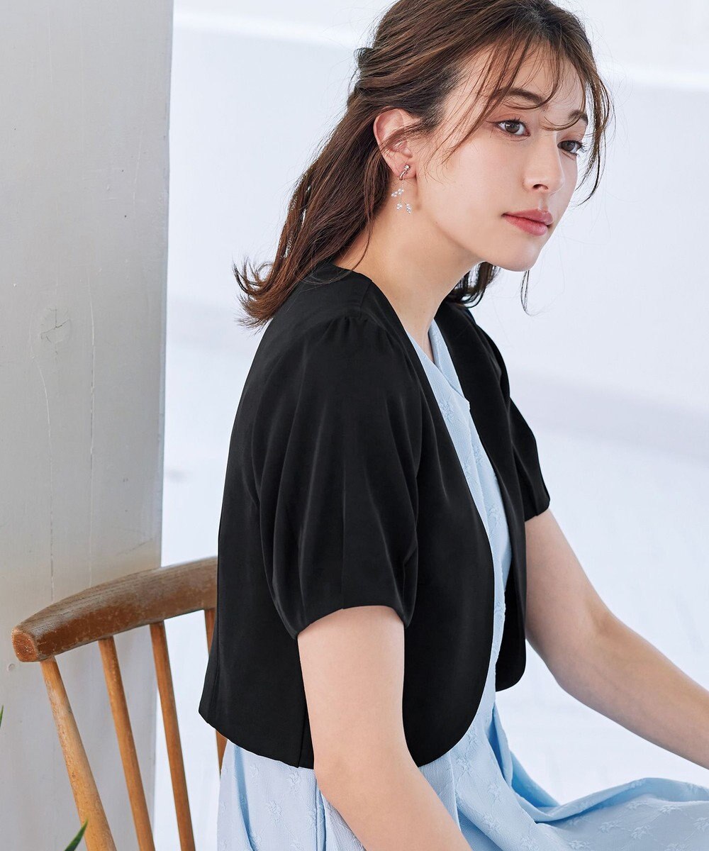 Tiaclasse 【洗える】大人上品なタックパフスリーブボレロ 