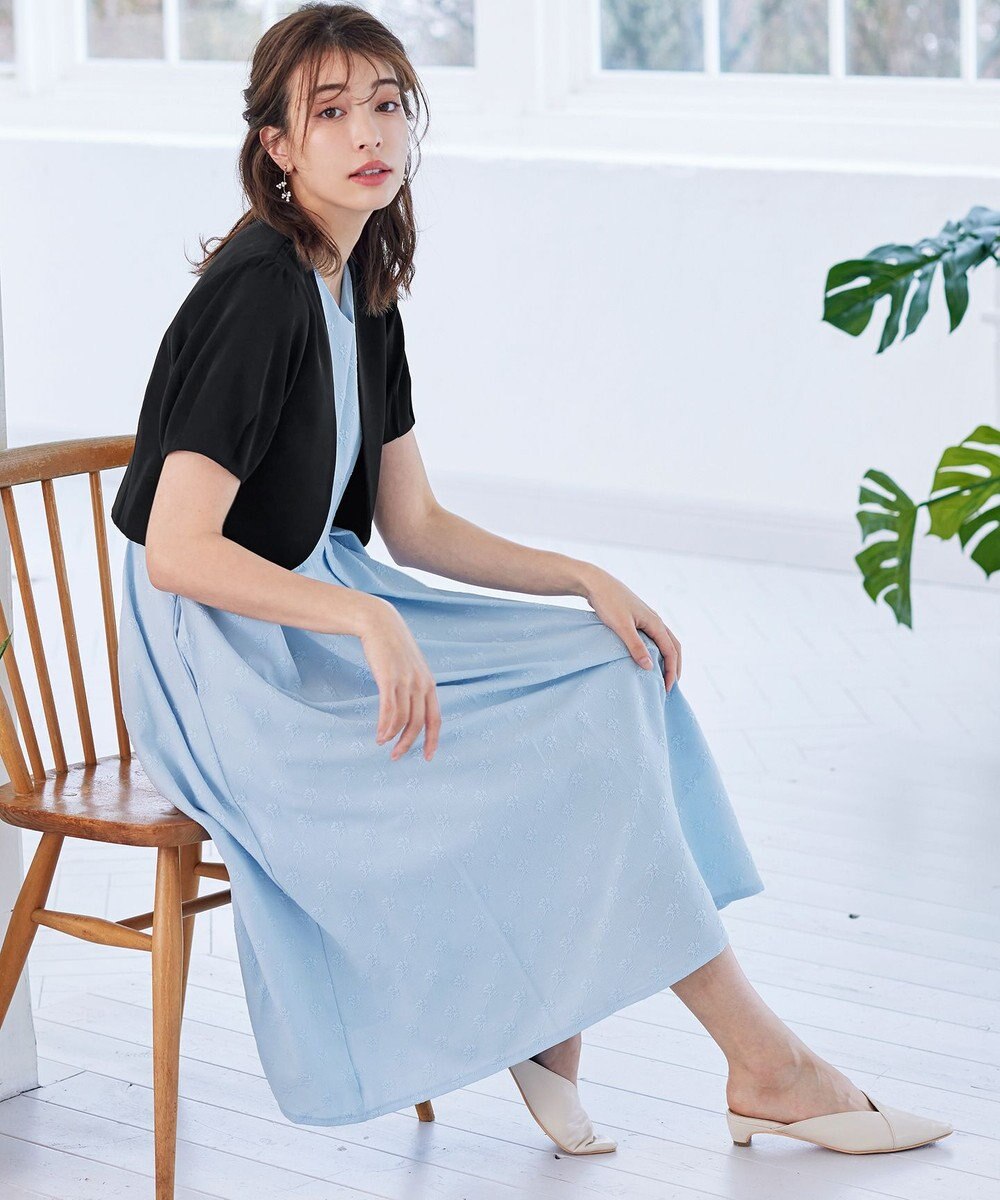 Tiaclasse 【洗える】大人上品なタックパフスリーブボレロ 