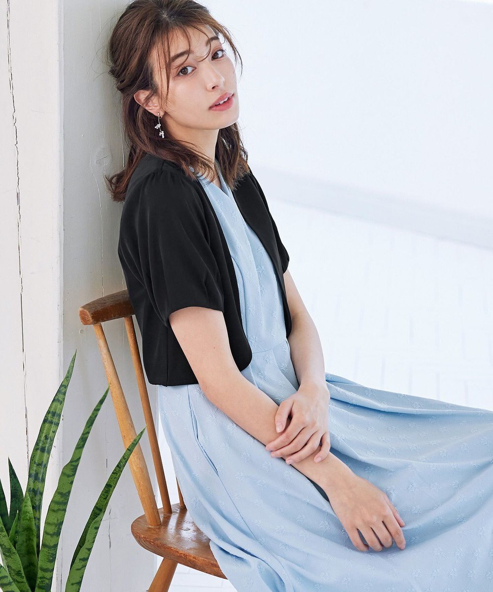 Tiaclasse 【洗える】大人上品なタックパフスリーブボレロ 