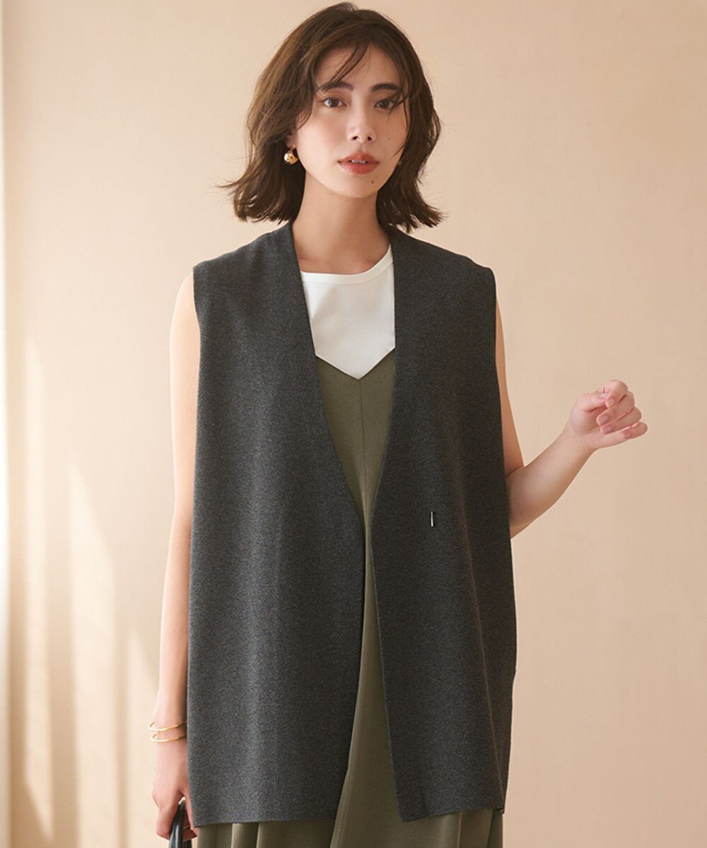 23区 【洗える/吊り干しOK】ヴィスコースストレッチ ニットベスト 