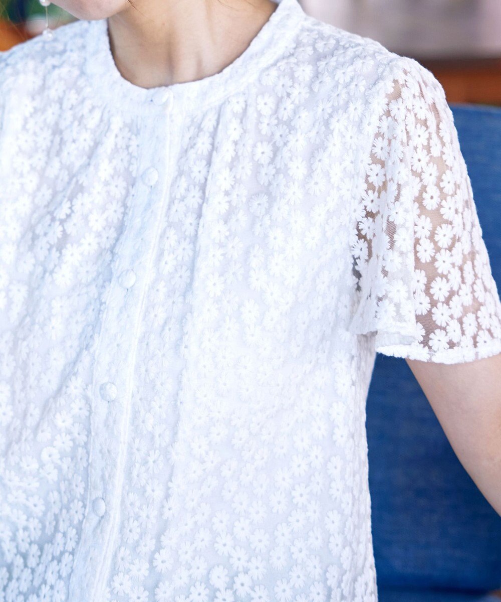 Tiaclasse 【洗える】チュールレースブラウス 