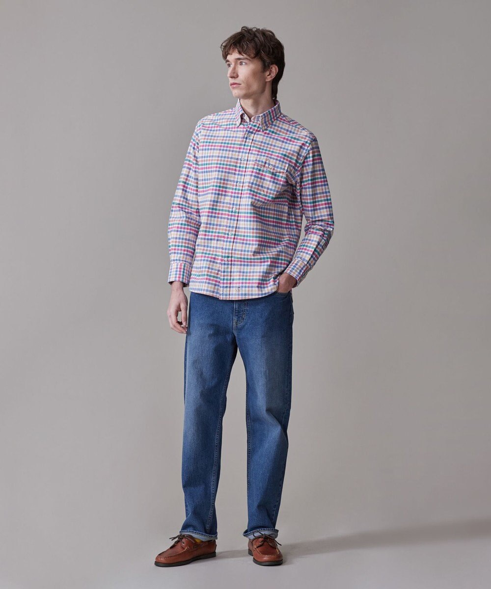 J.PRESS MEN コットンオックス マルチチェック シャツ / ボタンダウン 