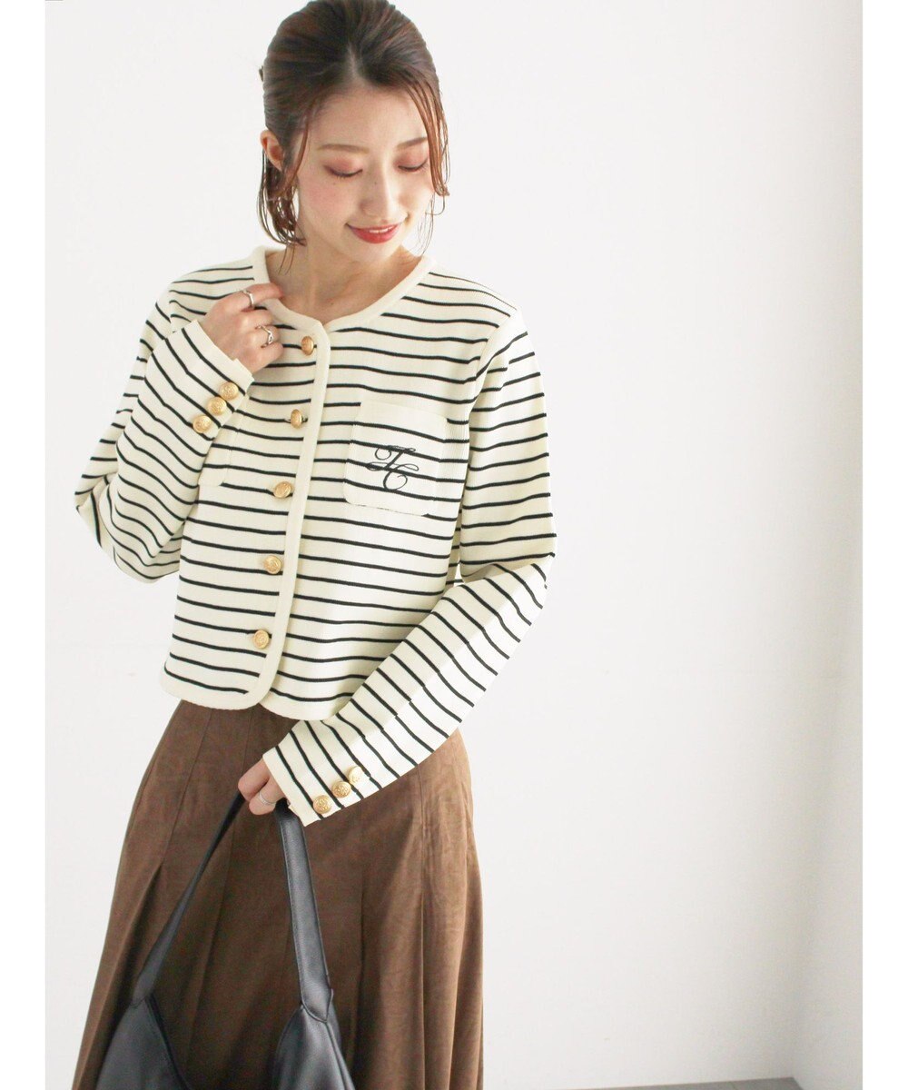 Te chichi レタードポケットジャケットカーディガン 