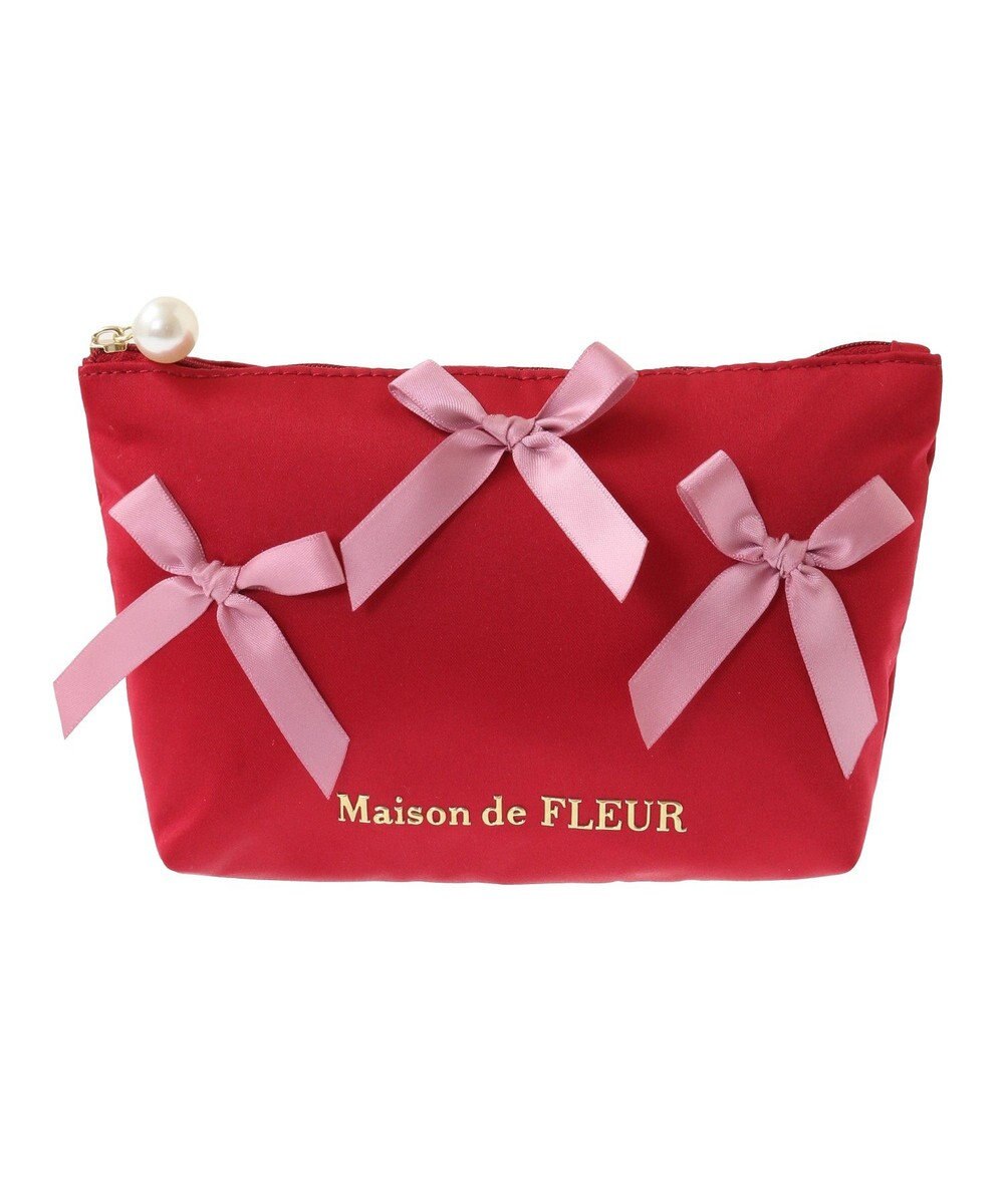 Maison de FLEUR リボンサテンポーチ 