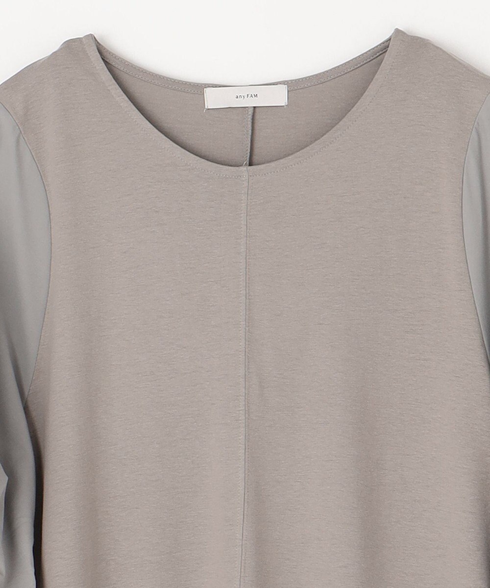 ANY 異素材コンビ ボリュームスリーブワンピース 