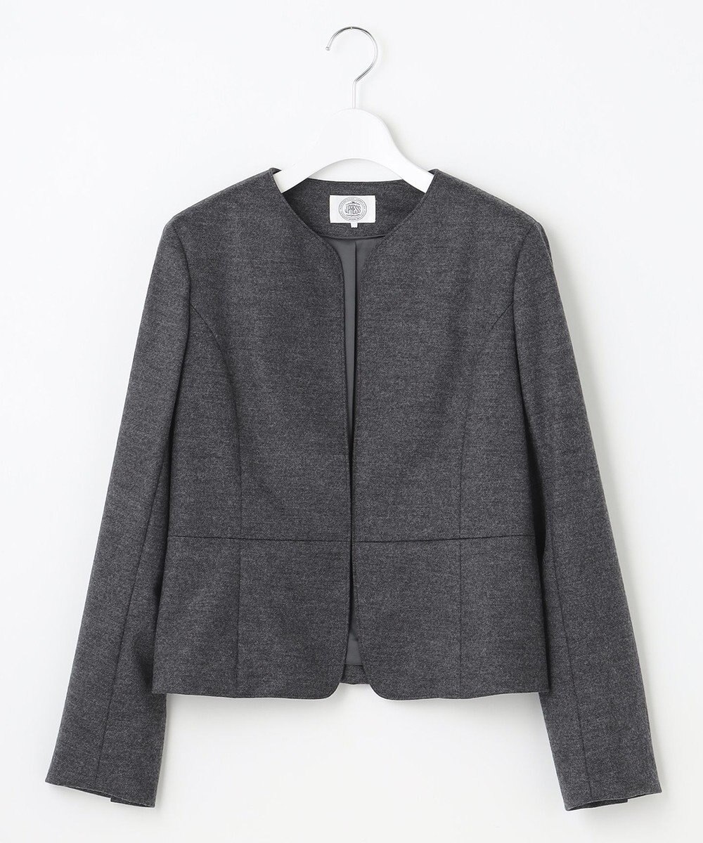 J.PRESS LADIES アクアレジェンドウールジャージー ノーカラー ジャケット 