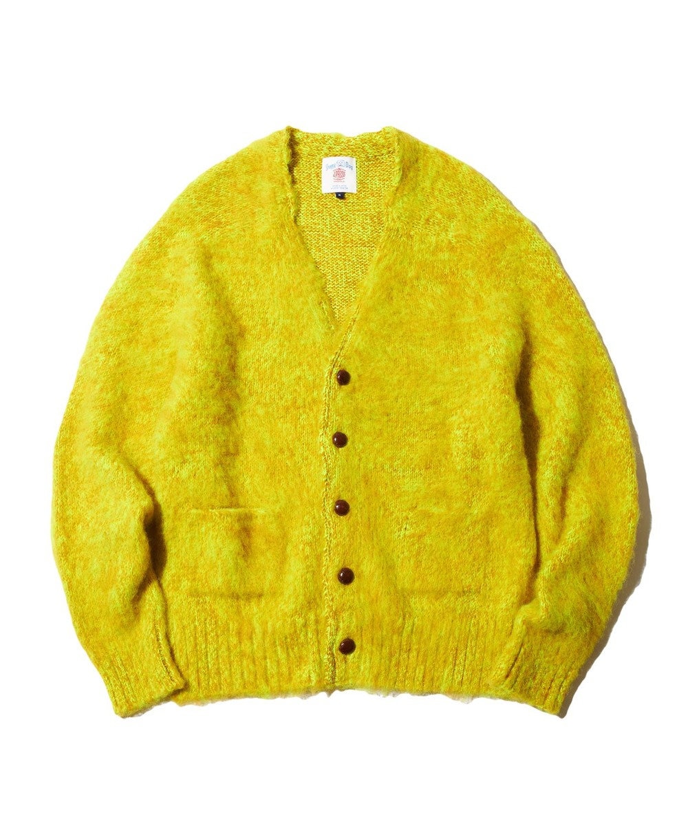 J.PRESS MEN 【J.PRESS ORIGINALS】SHETLAND WOOL SHAGGY MOULINET COLOR SADLE CARDIGAN / JAPAN MADE イエロー系