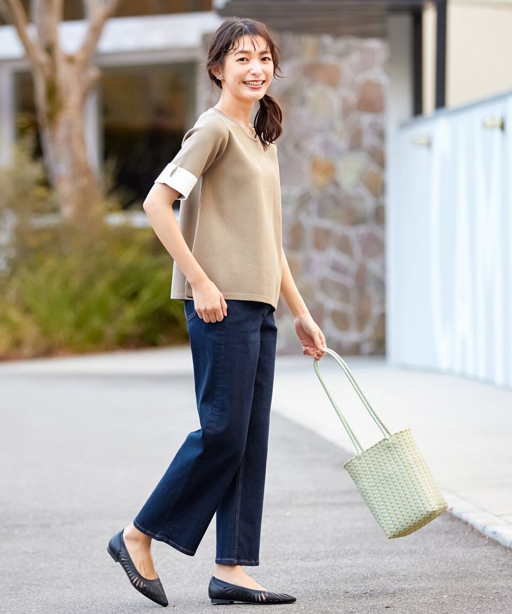 Tiaclasse L 【洗える】配色カフスニットトップス 