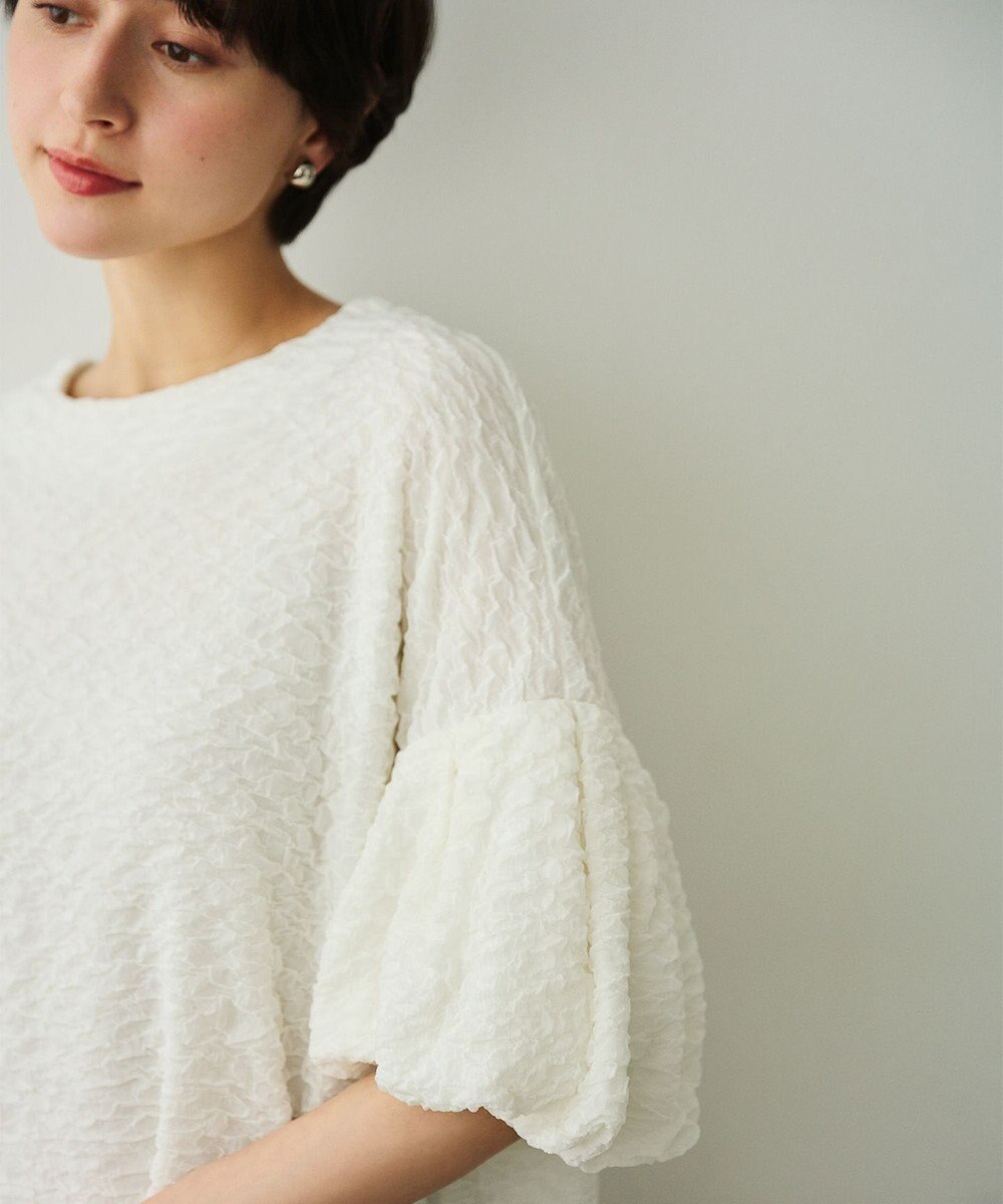 #Newans 【金子綾さんインスタライブご紹介アイテム】【洗える/セットアップ可能】ふくれジャガード パフスリーブブラウス 