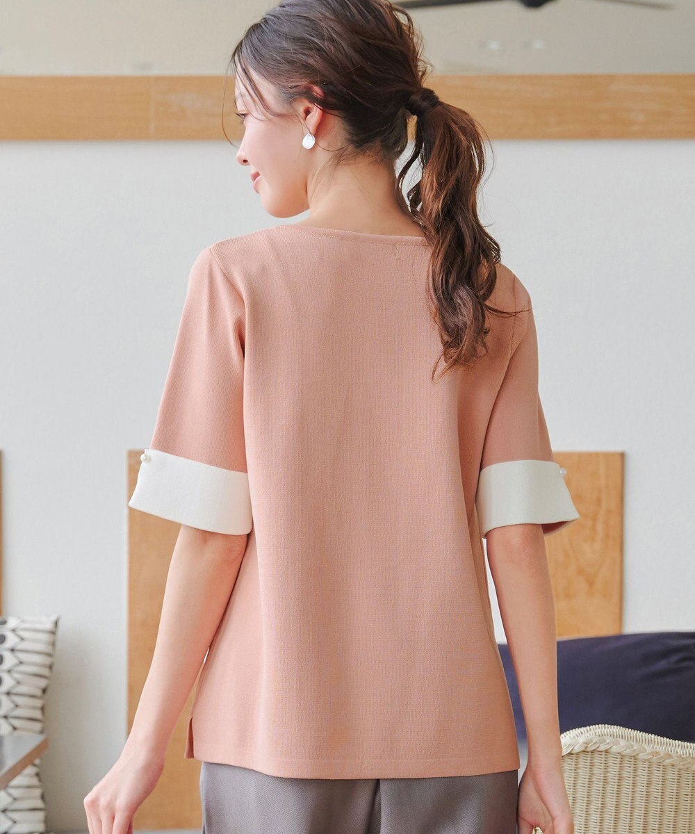 Tiaclasse L 【洗える】配色カフスニットトップス 