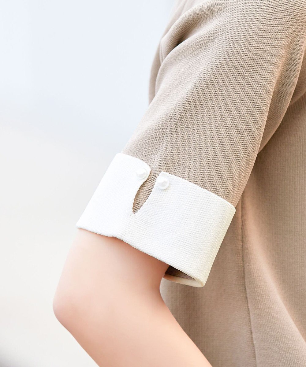 Tiaclasse L 【洗える】配色カフスニットトップス 