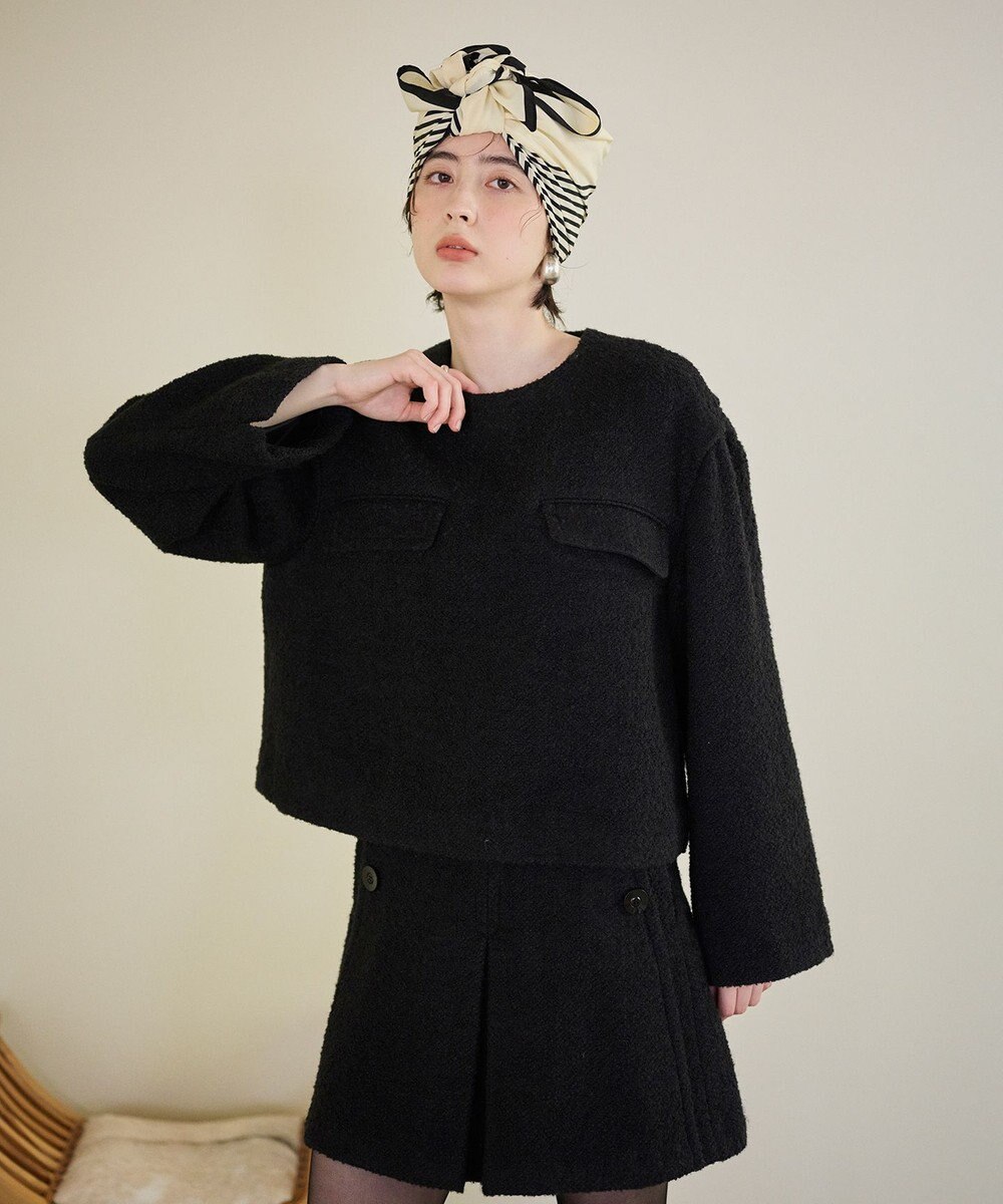 #Newans 【セットアップ可能】ワイドスリーブツイードプルオーバー 