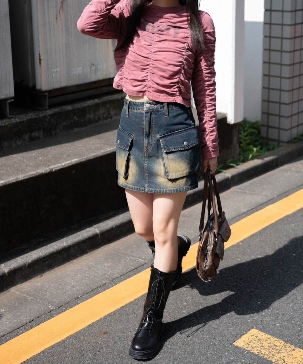 WEGO ヴィンテージウォッシュカーゴミニスカート 