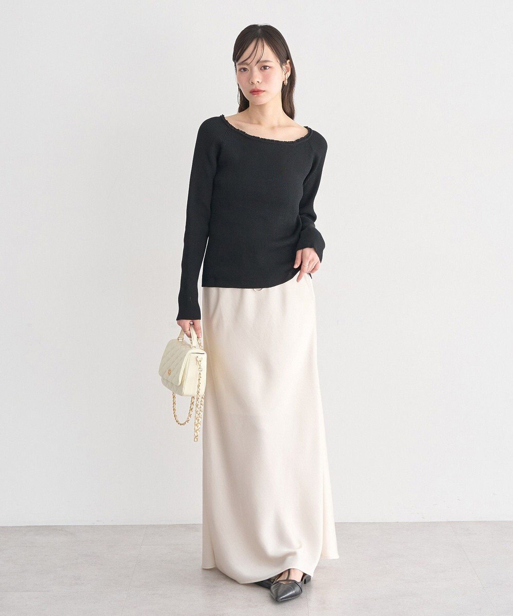 earth music&ecology サテンフリルマーメイドスカート 