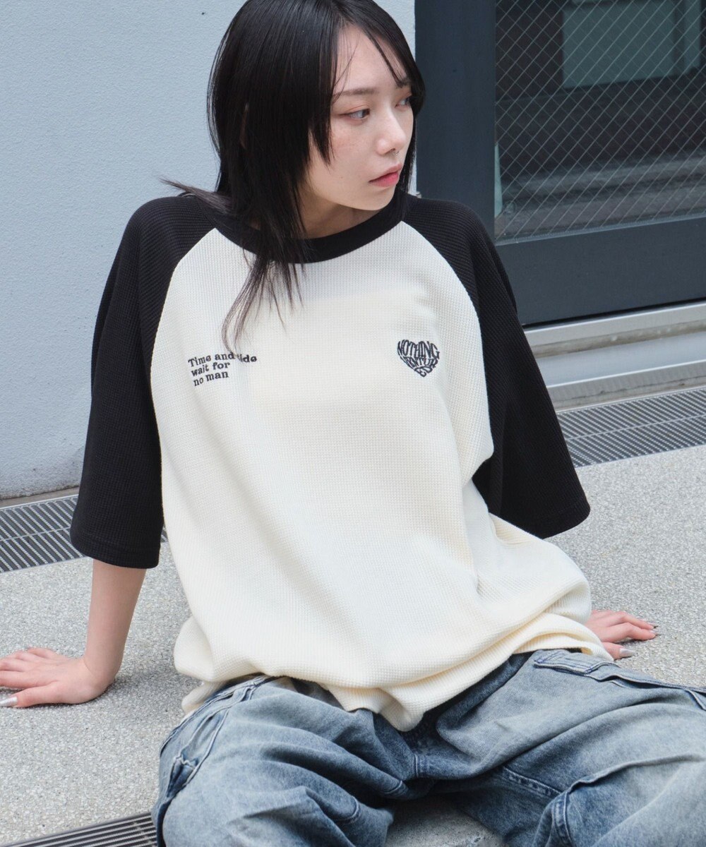 WEGO 【ユニセックス着用ITEM/MLサイズ展開】ワッフルラグランT（SS） 