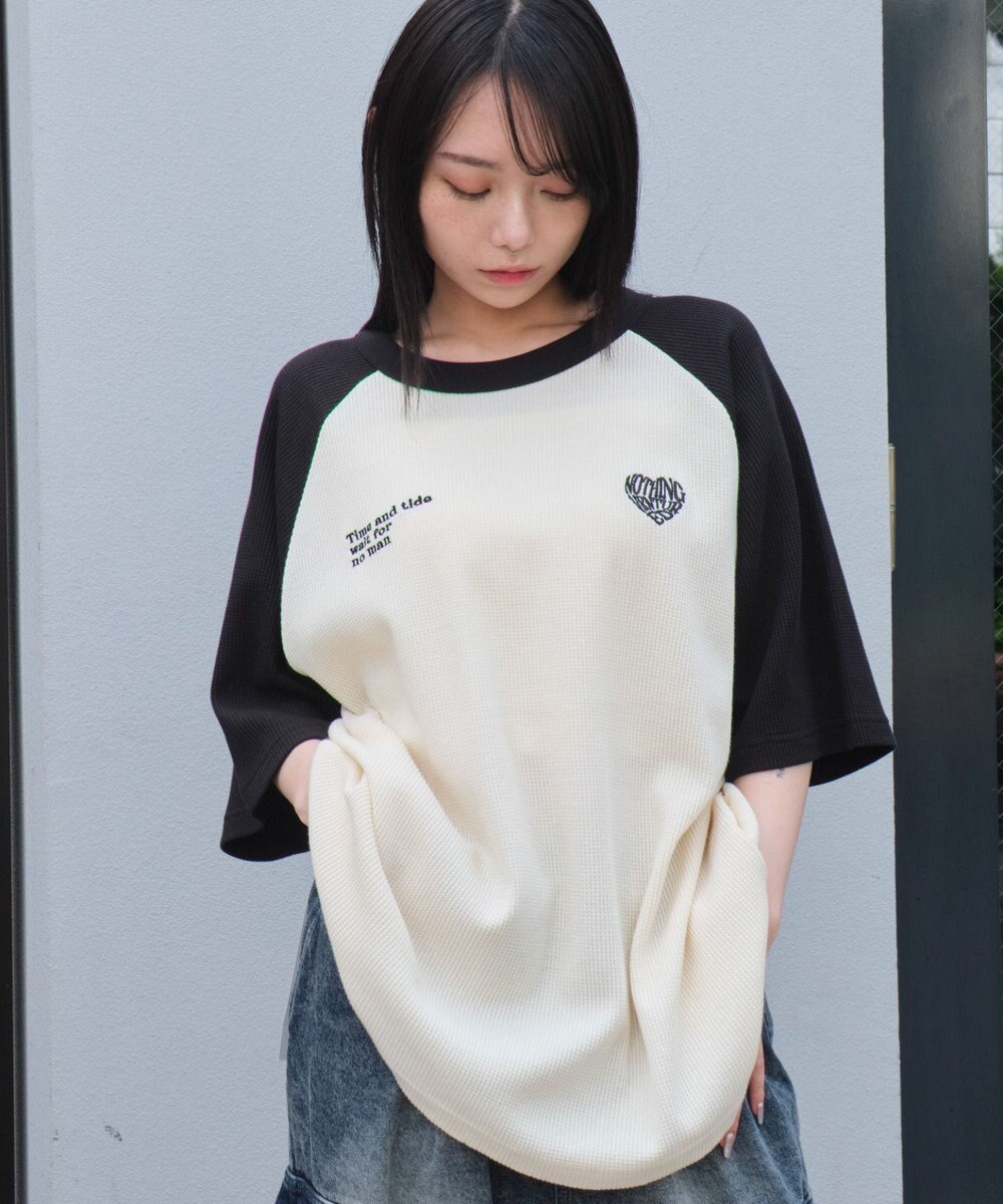 WEGO 【ユニセックス着用ITEM/MLサイズ展開】ワッフルラグランT（SS） 