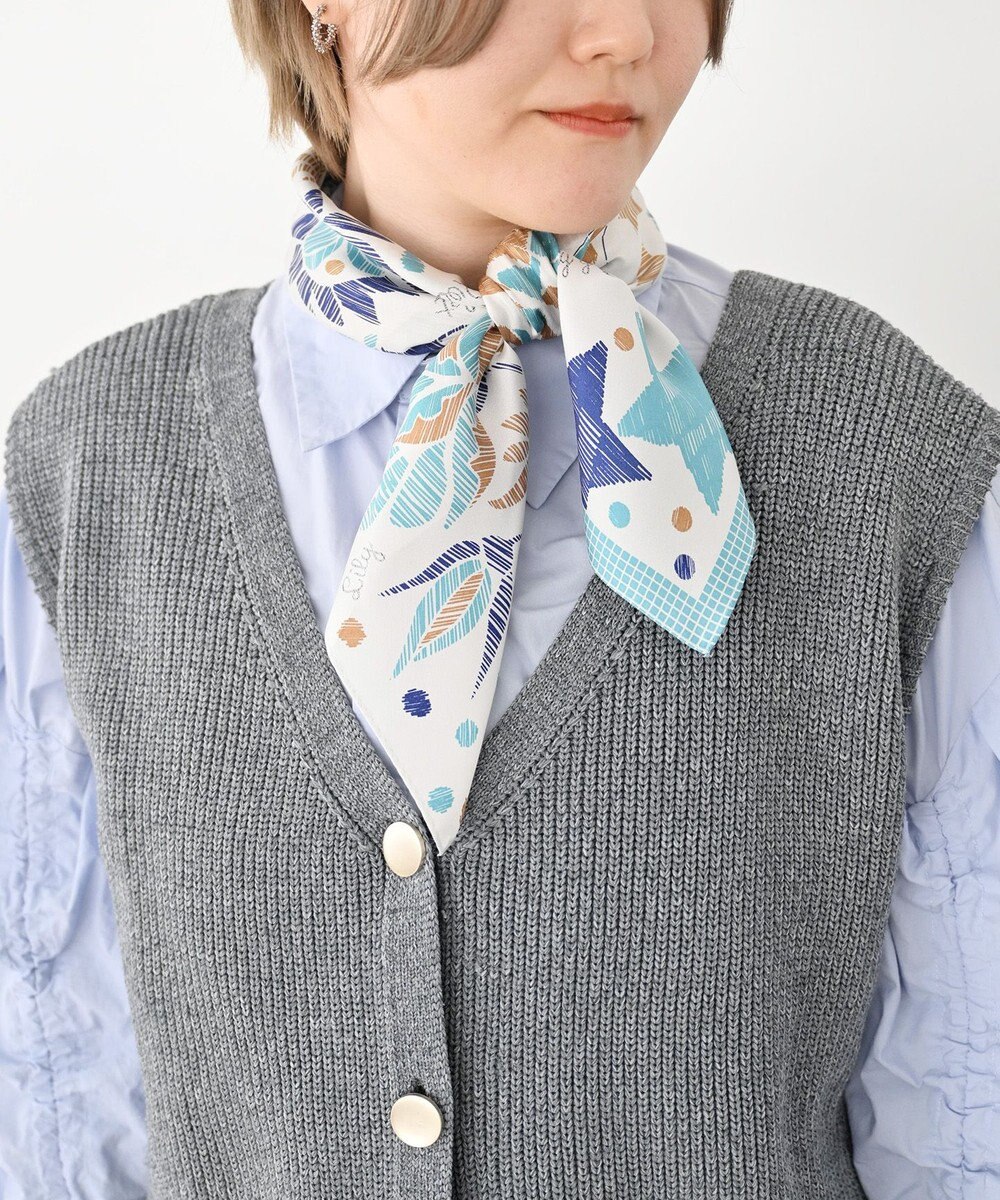 Marca 【the PORT by marca】EMBROIDERY 小判 シルクツイル スカーフ 