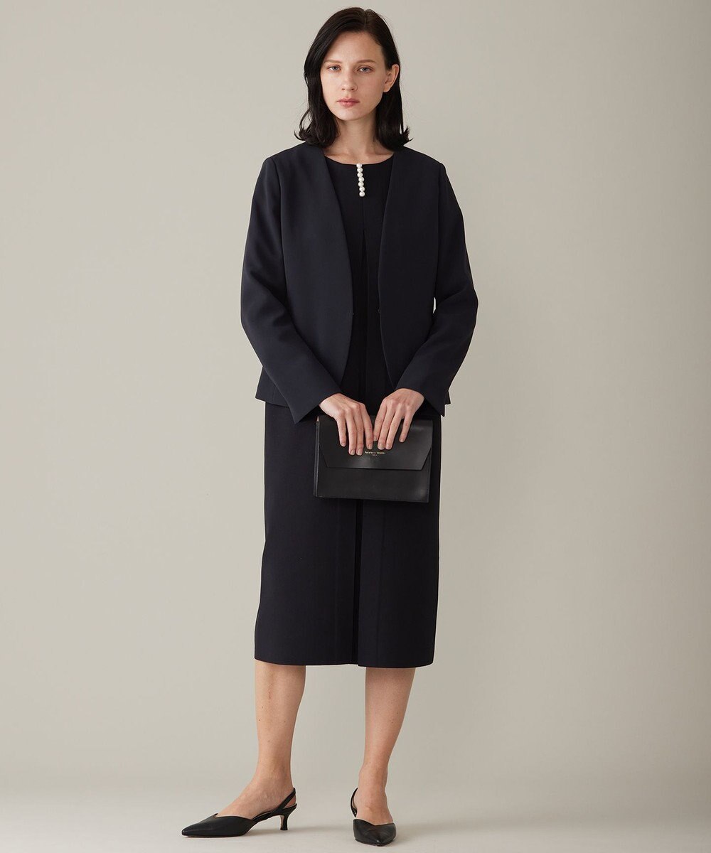 自由区 S 【前後着用可・洗える】パールディティールニット ワンピース 