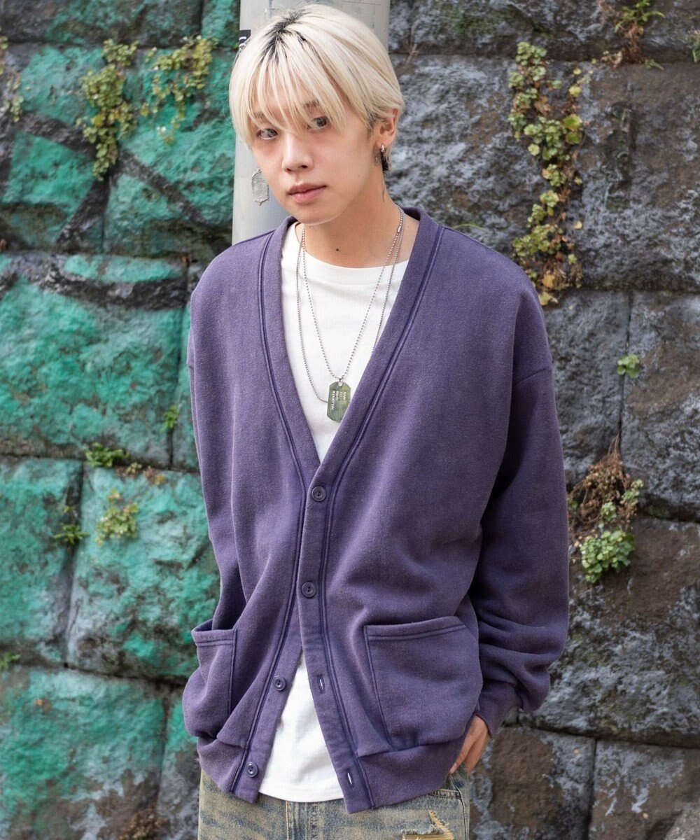 WEGO 【ユニセックス着用ITEM】ケミカルスウェットカーディガン 