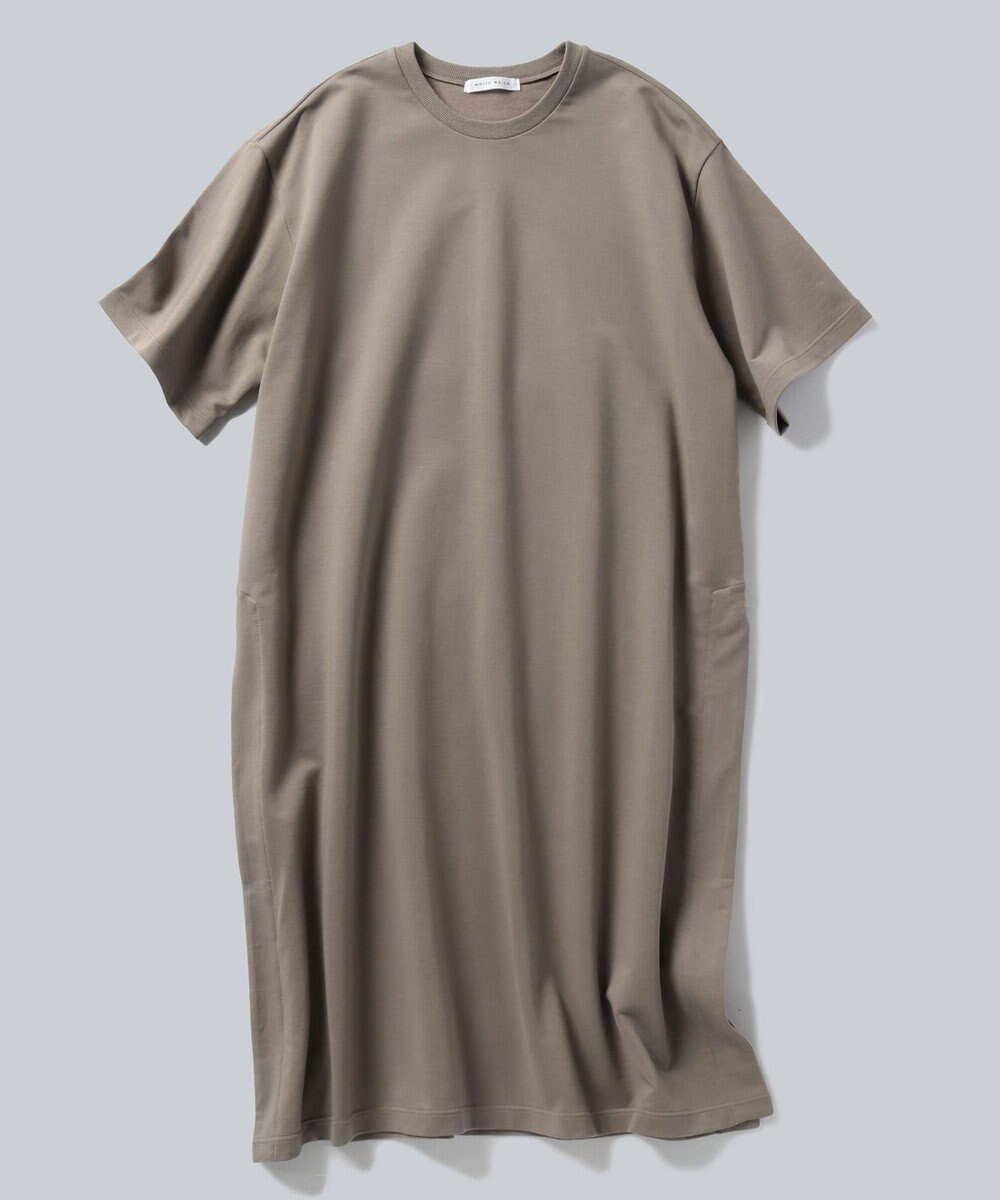 WHITE MAILS HIGH GAUGE URAKE HAIF SLEEVE SIDE SLIT ロングワンピース 