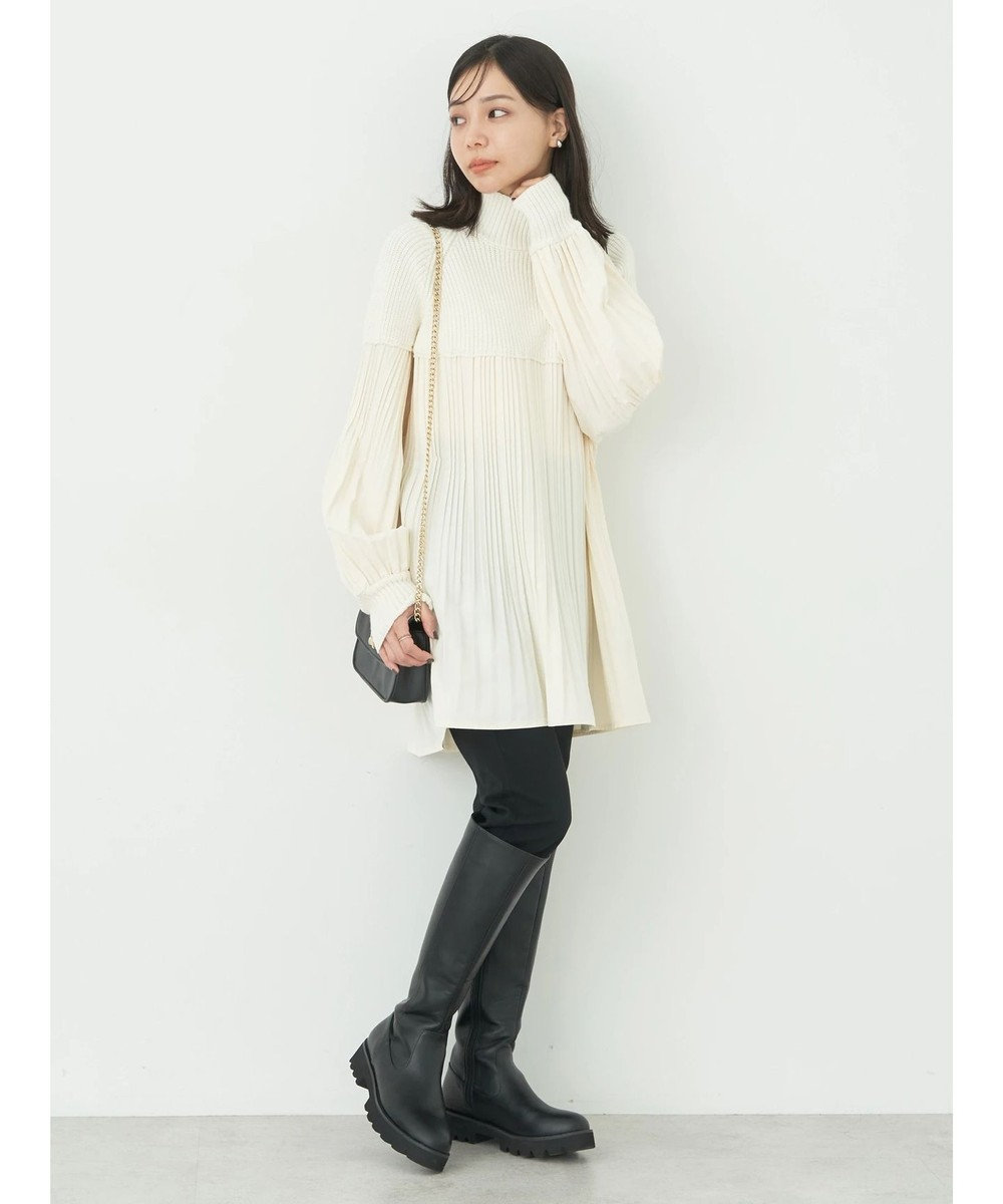 earth music&ecology プリーツフレアニットチュニック 