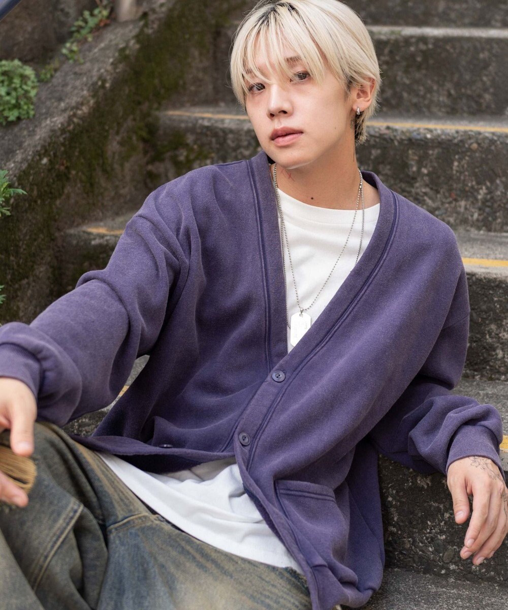 WEGO 【ユニセックス着用ITEM】ケミカルスウェットカーディガン 