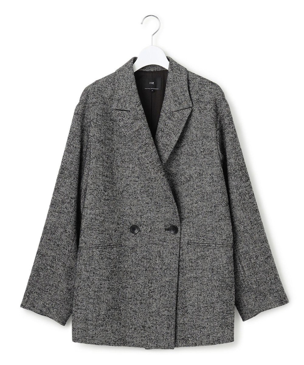 23区 L ヘリンボーンループツイード ジャケット 