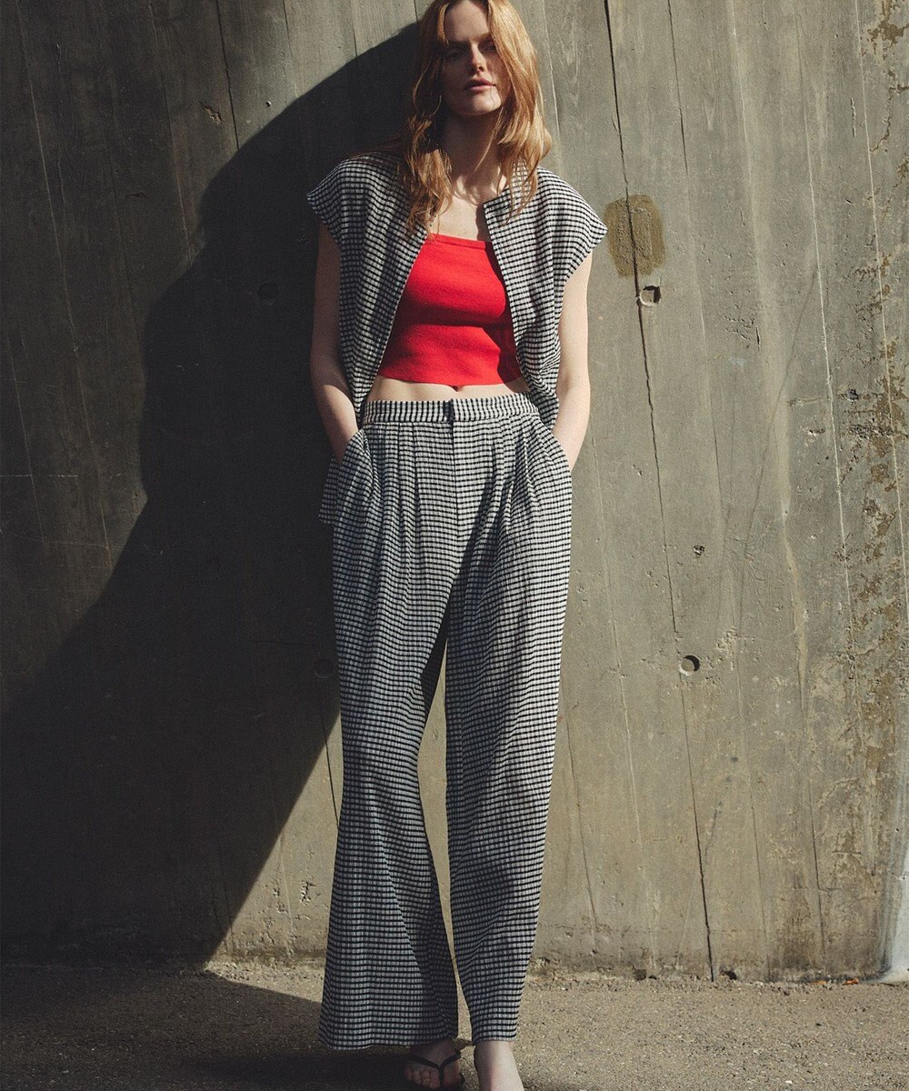 uncrave ギンガムチェック ジレブラウス 