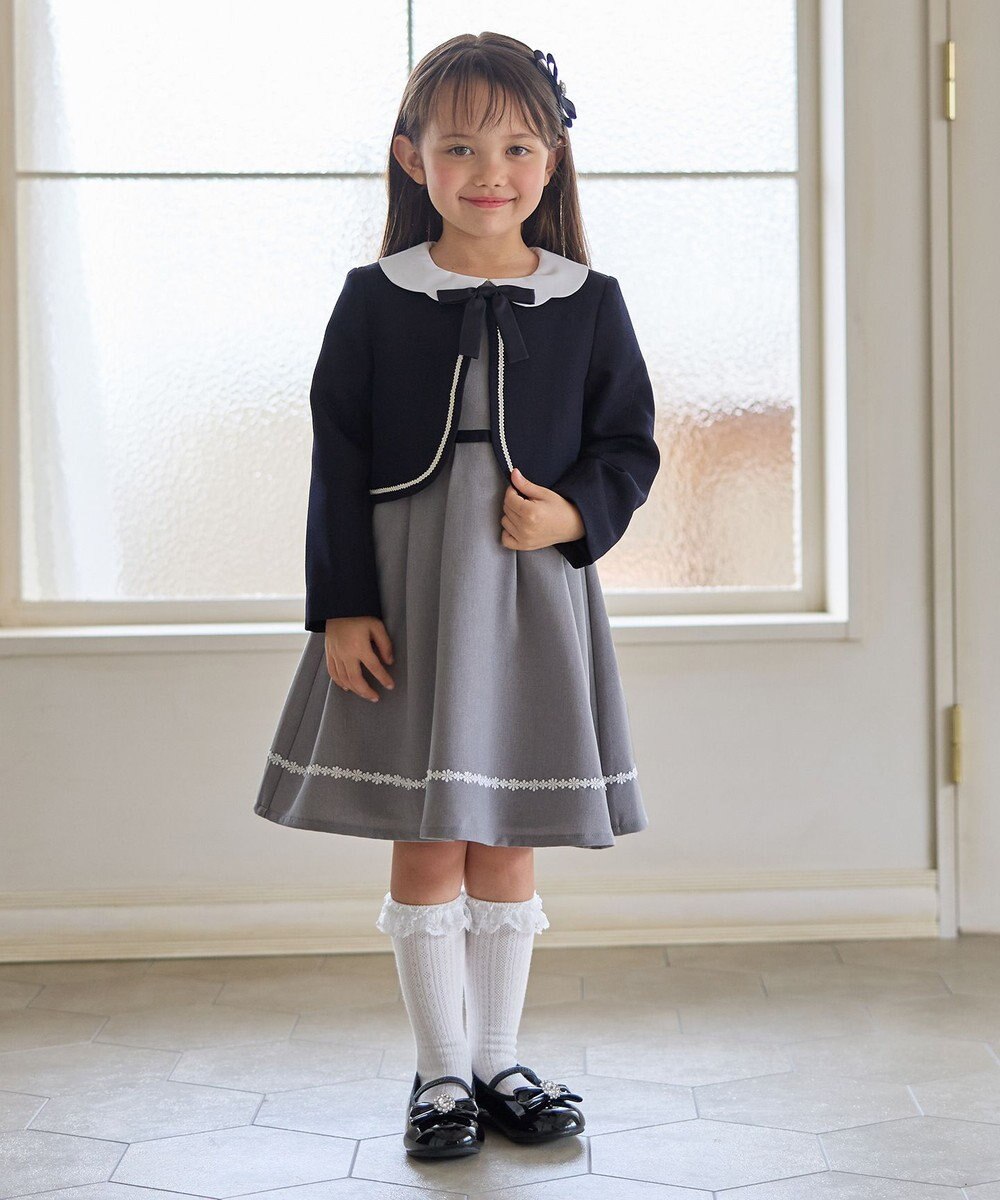 ANY KIDS 【2点セット】ノーカラー ボレロジャケット+襟付き ワンピース 