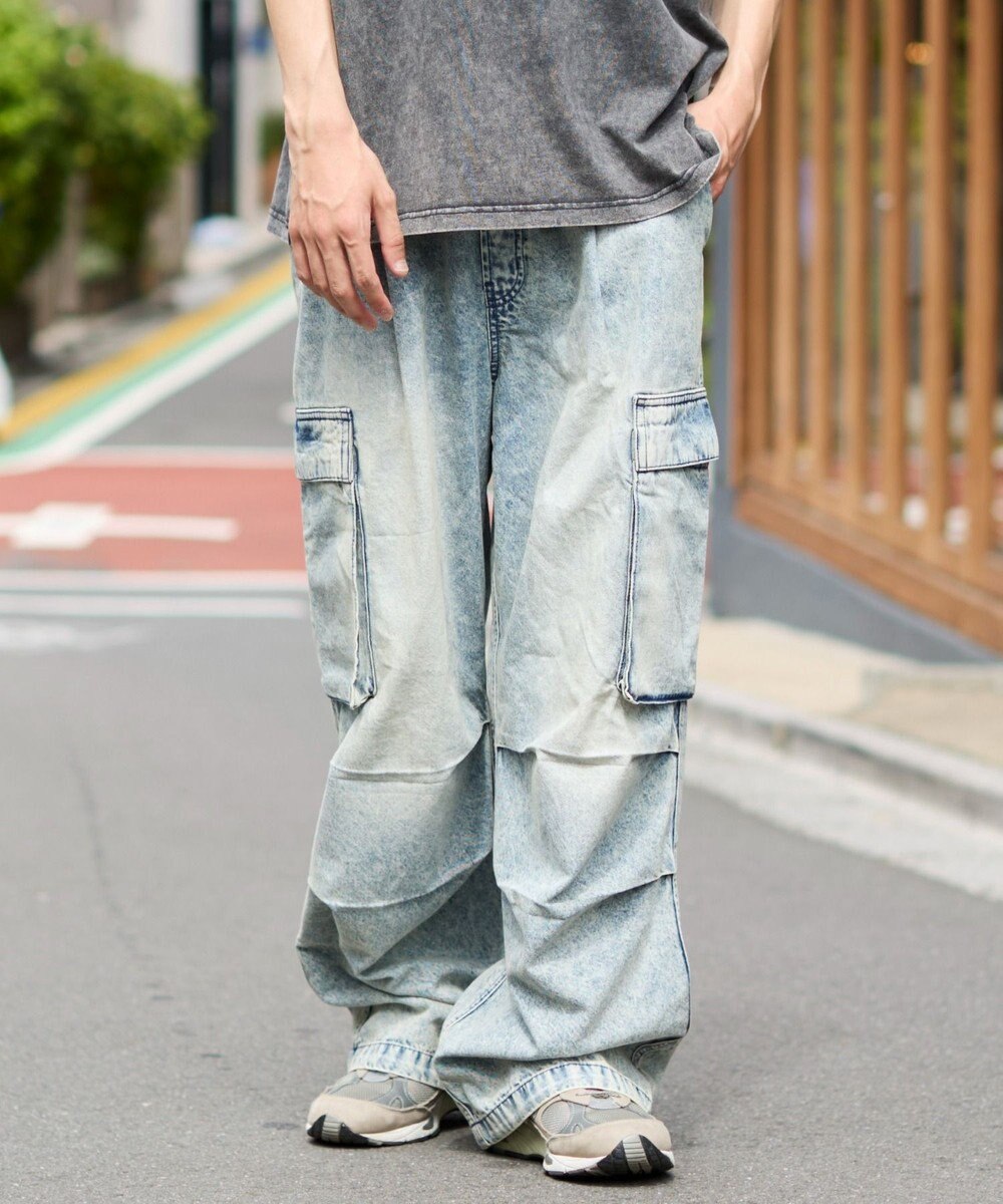WEGO 【ユニセックス着用ITEM】デニムイージーカーゴパンツ 