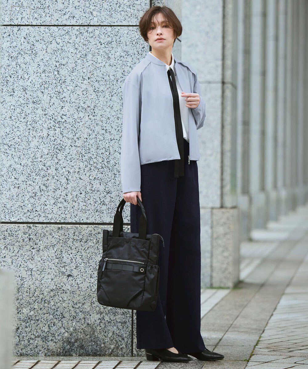 ICB 【先行予約・WEB限定カラーあり】マラボーテライトジョーゼット 半袖ボウタイ付きシャツカラートップス 