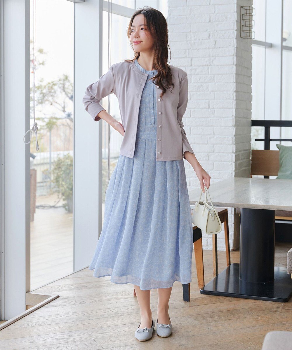 Tiaclasse 【小倉優子さん着用・洗える・接触冷感・汗ジミ防止】“サマさまカットソー”フレームボタンカーディガン 